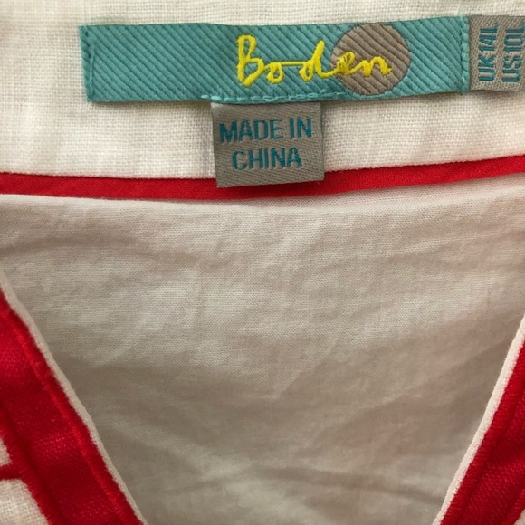 Boden White Dress with Red Embroidery - Picture 4 of 5
